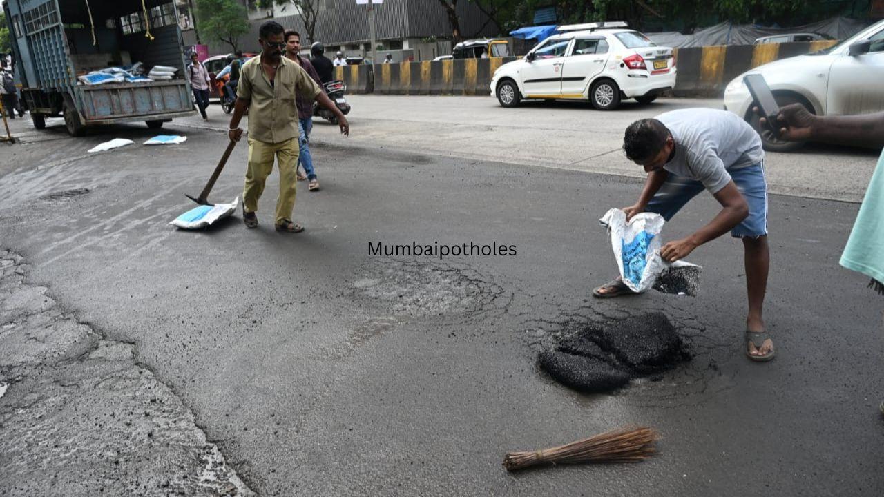 IN PHOTOS: Mumbai civic body fills potholes on Borivali flyover