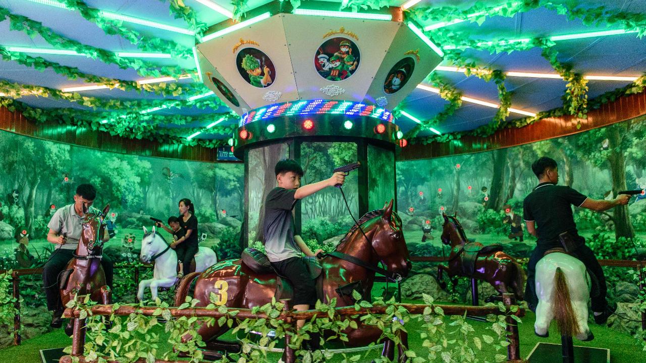 The resort, which is currently open only to domestic tourists, saw them visit the Mokran Recreation Centre at the Wonsan Kalma Coastal Tourist Area in Wonsan, North Korea's Kangwon Province on July 2