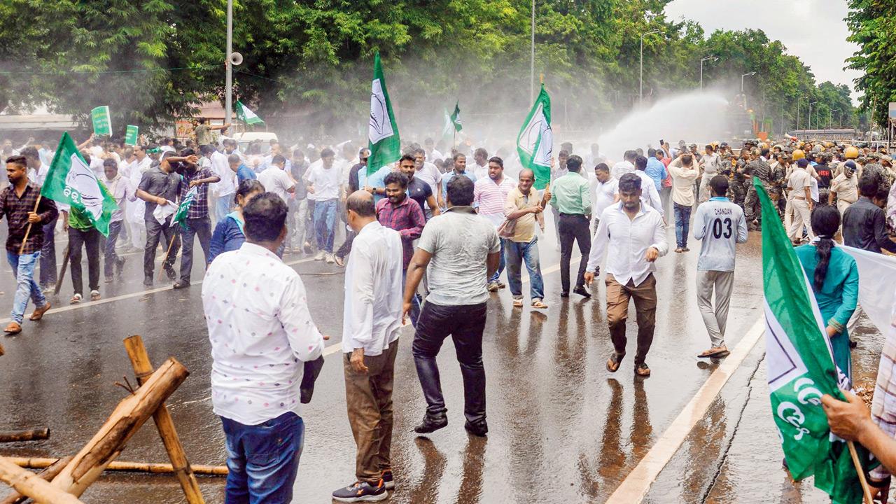 Odisha: BJD’s protest turns violent; cops use tear gas, water cannons