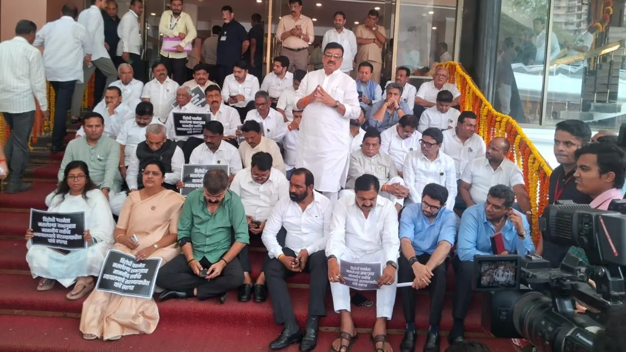 In Photos: Opposition parties protest delay in appointing assembly LoP