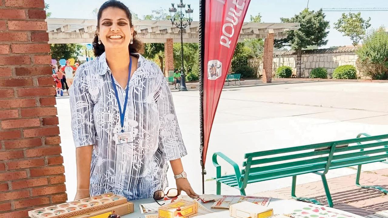 Riddhi Joshi with a collection of Indian games at the conference.  PIC COURTESY/Museo La Tanguilla