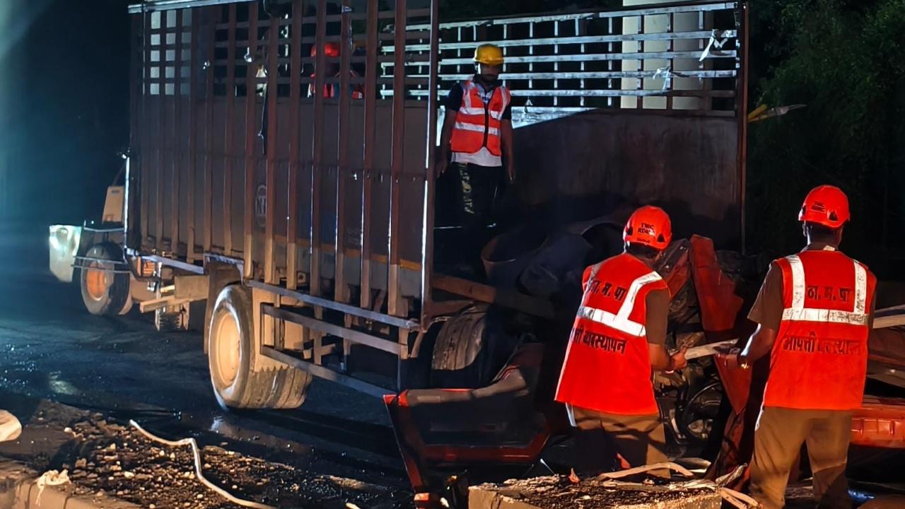 Traffic police personnel, a disaster management cell team and fire brigade rushed to the spot