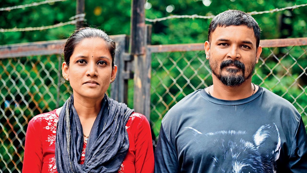 Upasana Fernandes, the petitioner, with her husband, Francis, on Tuesday