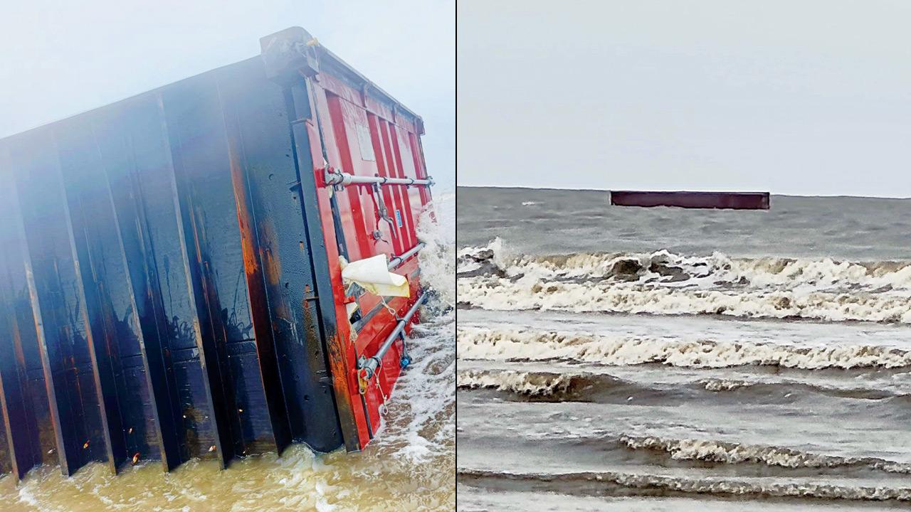 Maharashtra: Floating container filled with wallpaper reaches Virar shore
