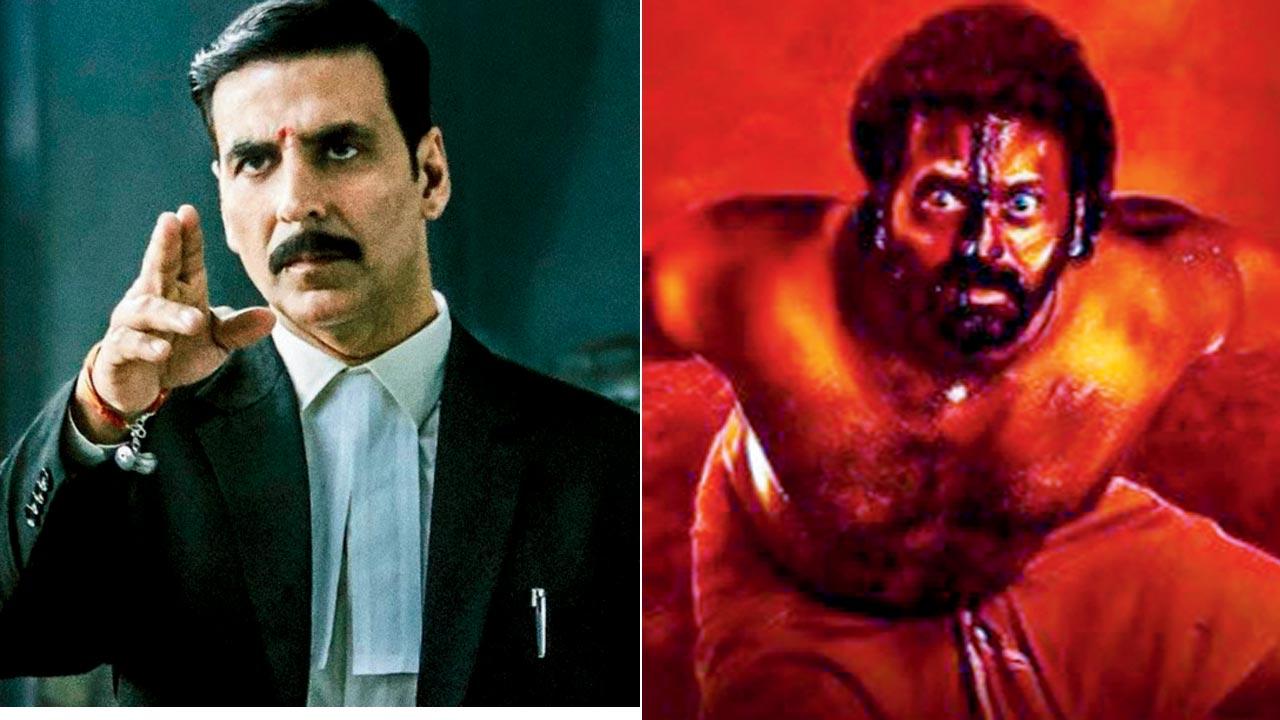 Akshay Kumar in Jolly LLB 2; (right) Rishab Shetty in Kantara