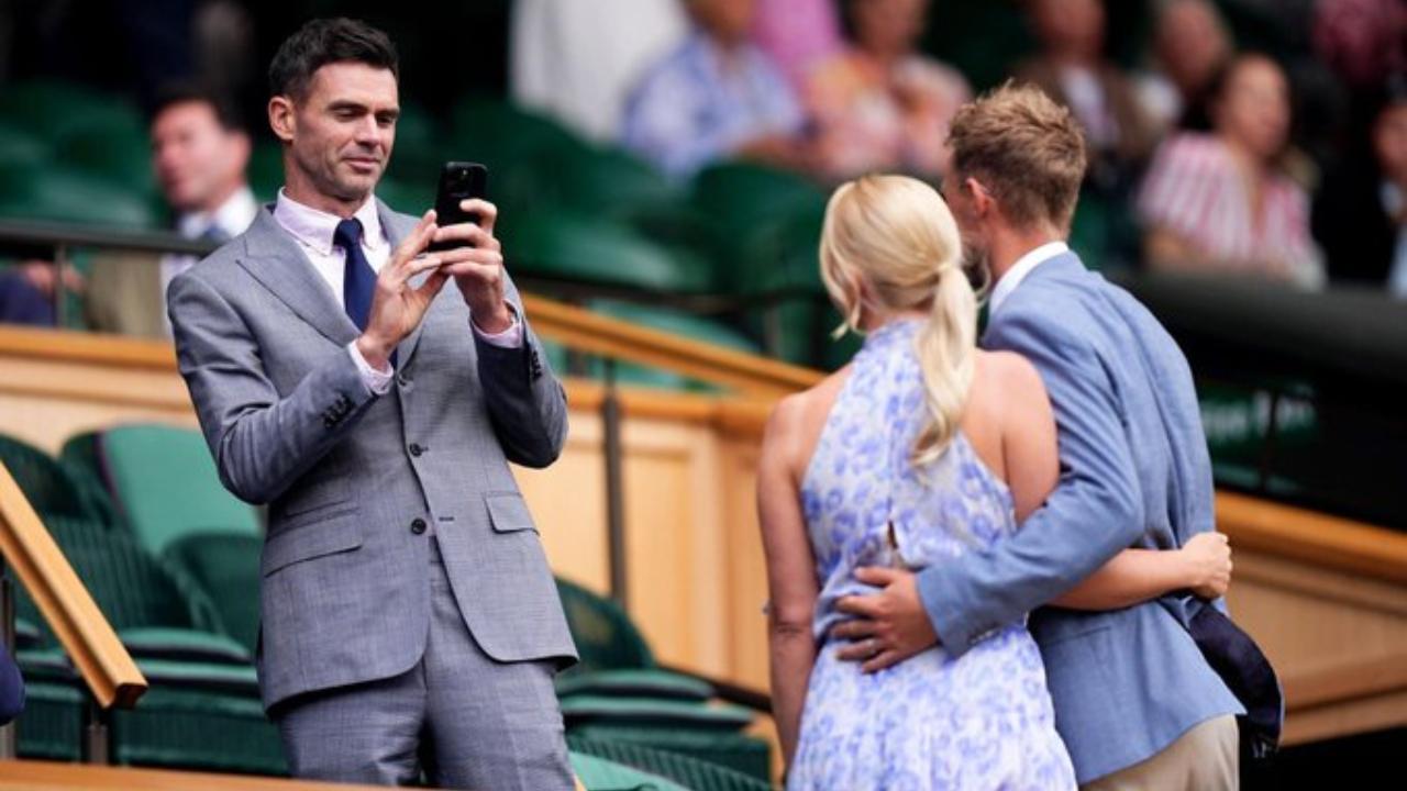 Legendary England fast bowler James Anderson was seen capturing a candid moment of his former teammate Joe Root and Root’s wife, Carrie Cotterell