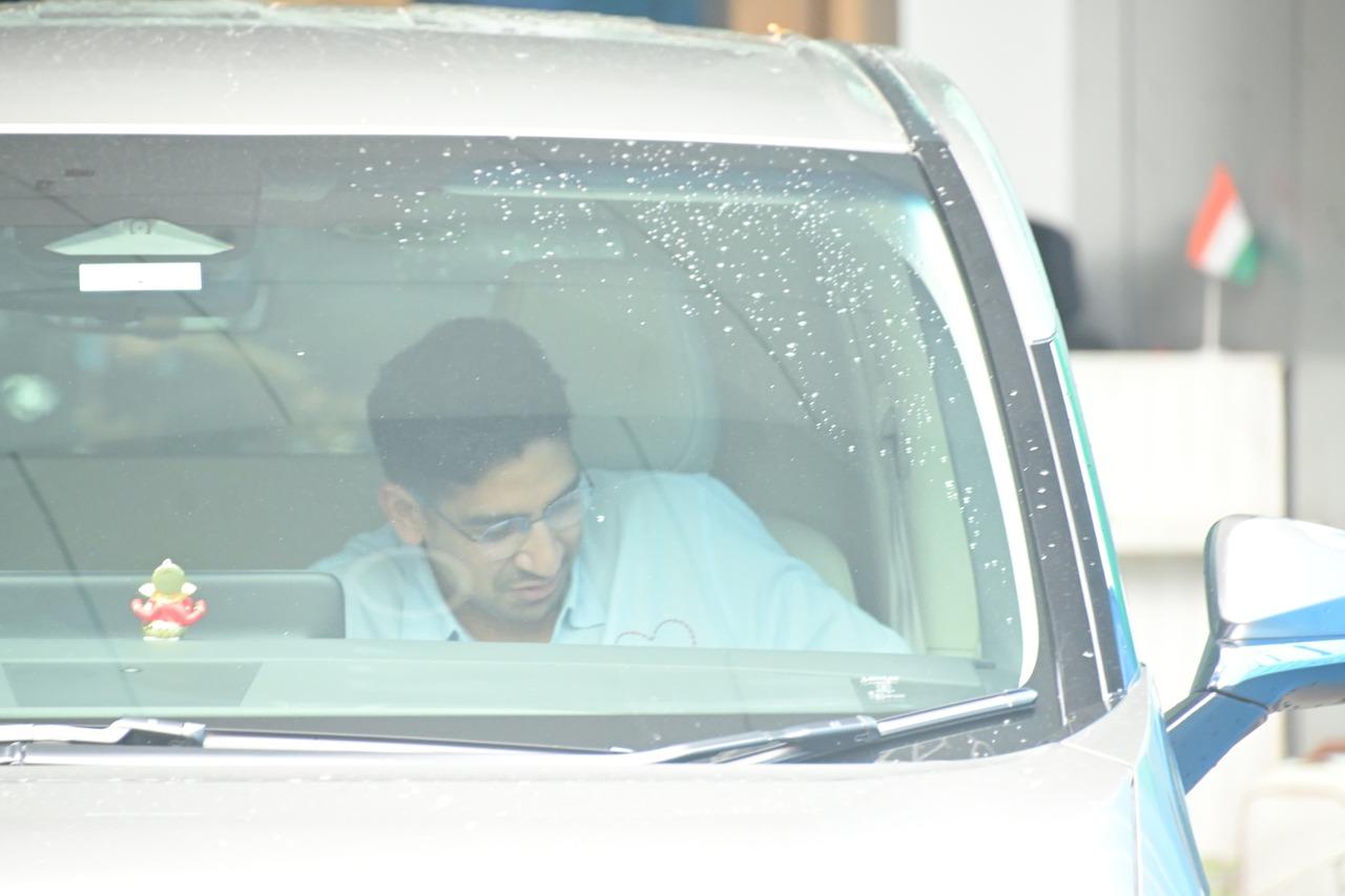 After them, their close friend and director Ayan Mukerji was clicked. While he smiled and posed from his car, he was seen in white shirt. The filmmaker is now gearing up for release of War 2 with Hrithik Roshan and Kiara Advani.
