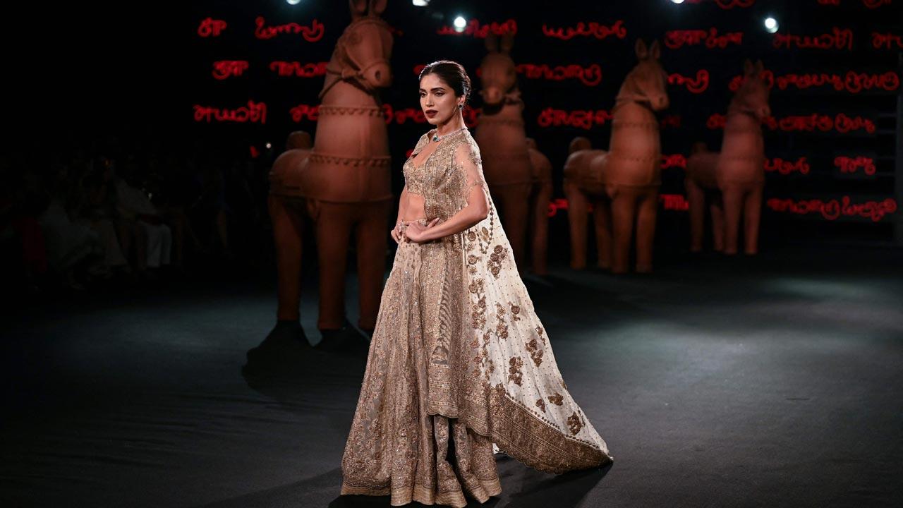 India Couture Week 2025: Bhumi Pednekar dazzles in gold lehenga for Ritu Kumar