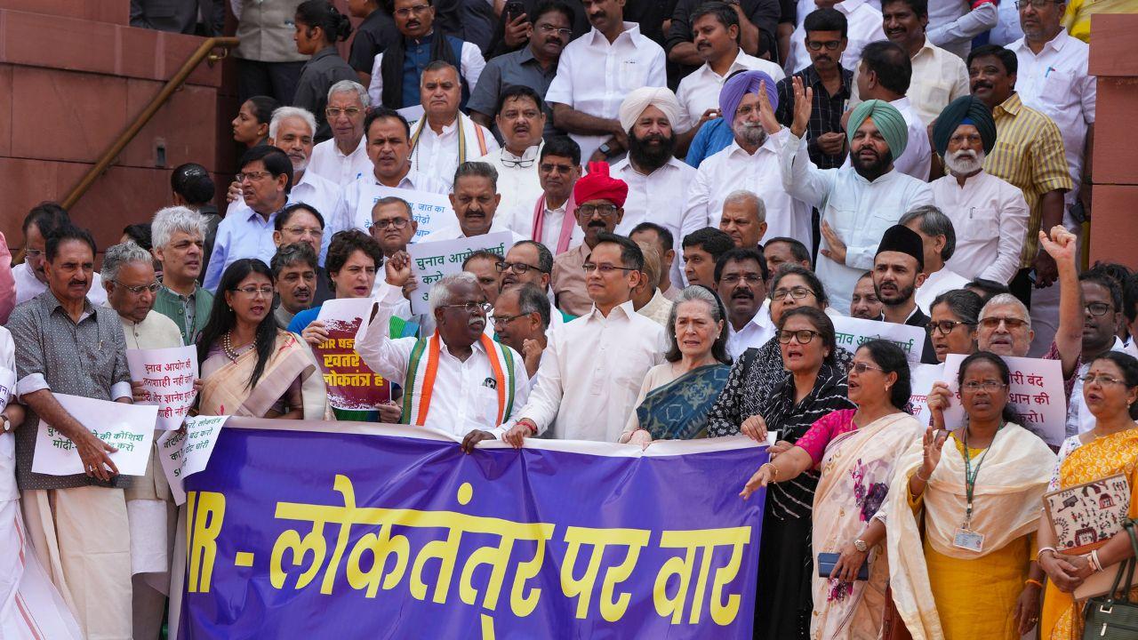 Multiple Congress MPs have also moved adjournment motions in the Rajya Sabha to discuss the ongoing SIR being conducted by the Election Commission in poll-bound Bihar, and raising concerns over the exercise, which is likely to be carried out across the country, including in West Bengal
