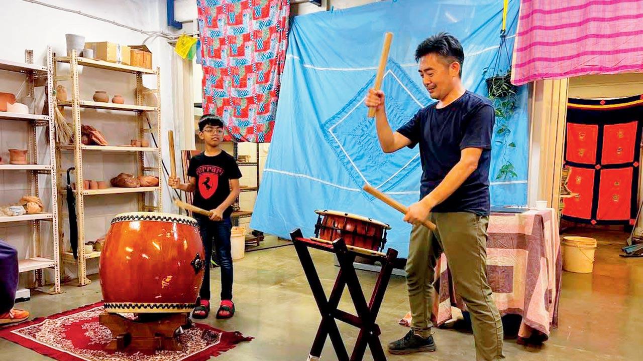 Kenichi Nishiyama plays the  Taiko. Pic Courtesy/ShumeiIndia