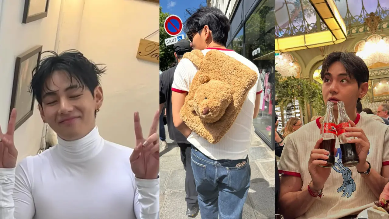 BTS: V turns his Paris day out into a fashion statement with his teddy backpack