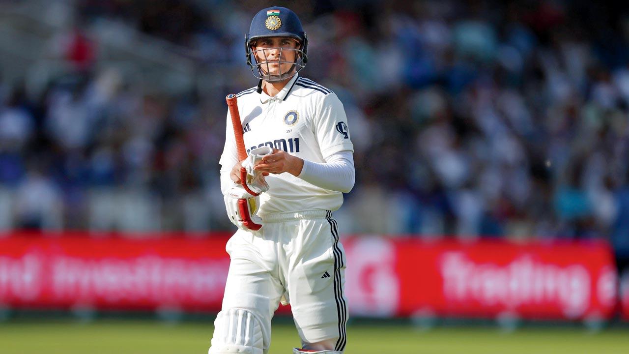 India skipper Shubman Gill walks back after being dismissed for six