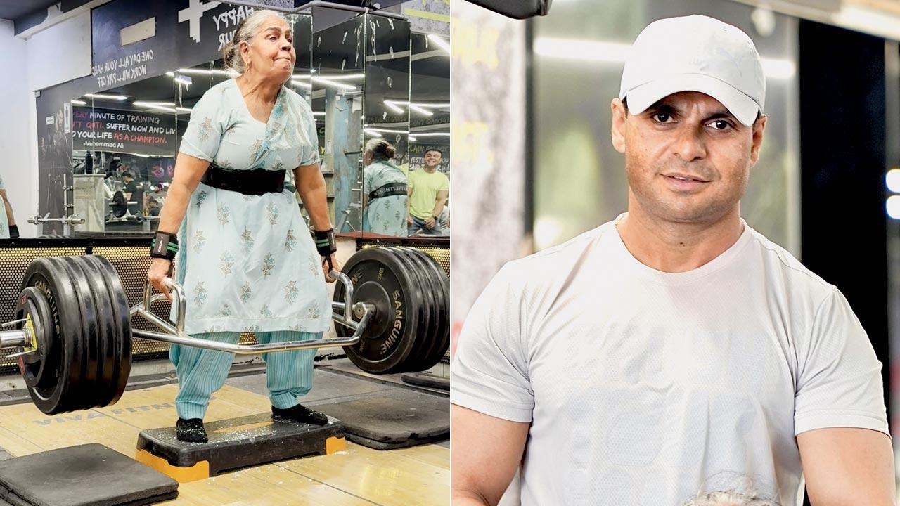 At 70, Roshni Devi Sangwan can lift more than most 20-year-olds, she quips; (right) Ajay Sangwan