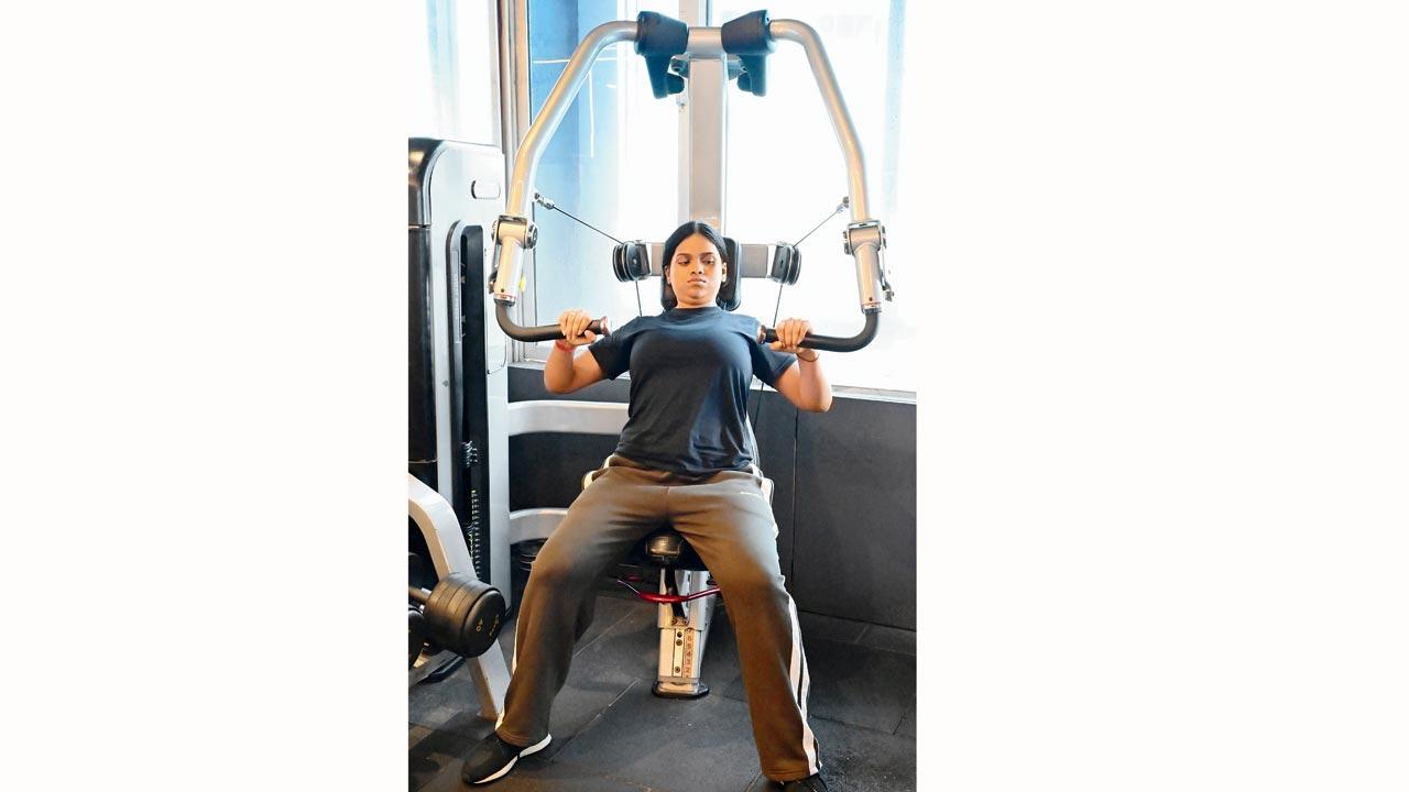 The chest press, which once intimidated Bianca Creado, now makes her feel the strongest. Pic/Nimesh Dave