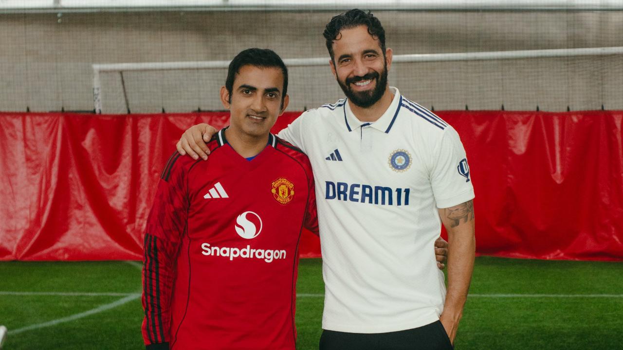 During the meet-up, the head coaches of both teams, India and Manchester United, were seen sharing a joyous moment with each other. Gautam Gambhir and Ruben Amorim also clicked a picture in which the Indian was seen donning the United's jersey, whereas the Portugal-born wore the Team India's Test jersey (Pic: X/@BCCI)
