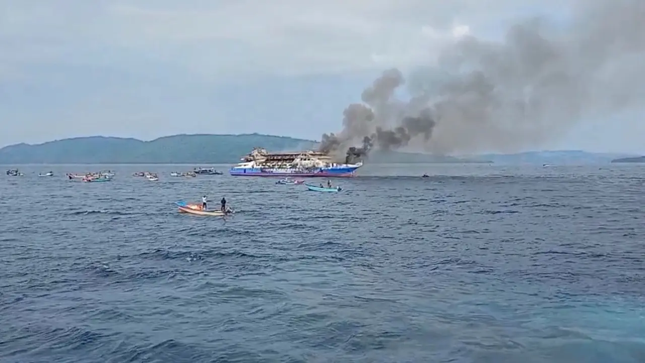 Indonesian ferry with over 280 onboard catches fire at sea, 5 killed