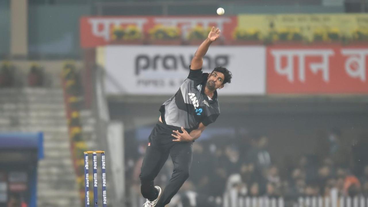 With this, he became the third bowler in men's T20I history, and second from New Zealand, to complete 150 wickets in the shortest format of the game (Pic: X/@ICC)