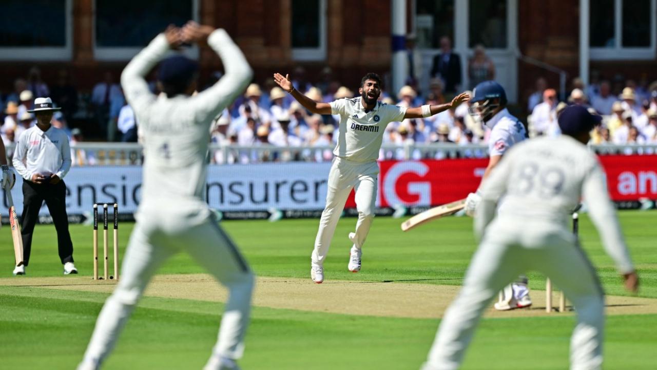 Jasprit Bumrah reacts to a deliver during the Test match against England (Pic: AFP)
