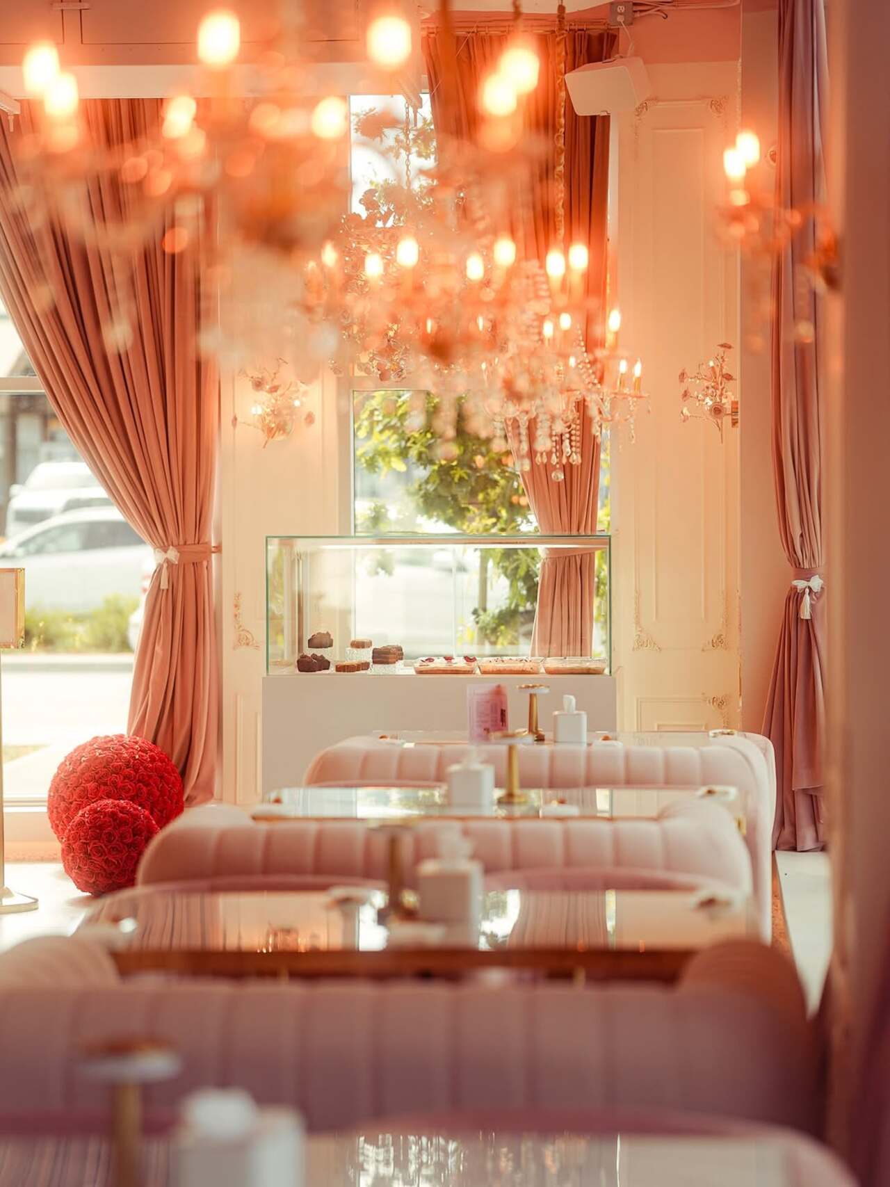 The glimpse on social media shows how as aesthetically pleasing the pink-and-white theme is. Moreover, the crystal chandeliers, artificial flowers, and baby pink sofas just adds to the warmth.