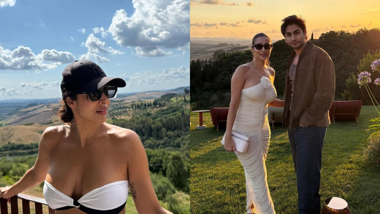 Malaika Arora goes cycling with son Arhaan in Italy, watch video