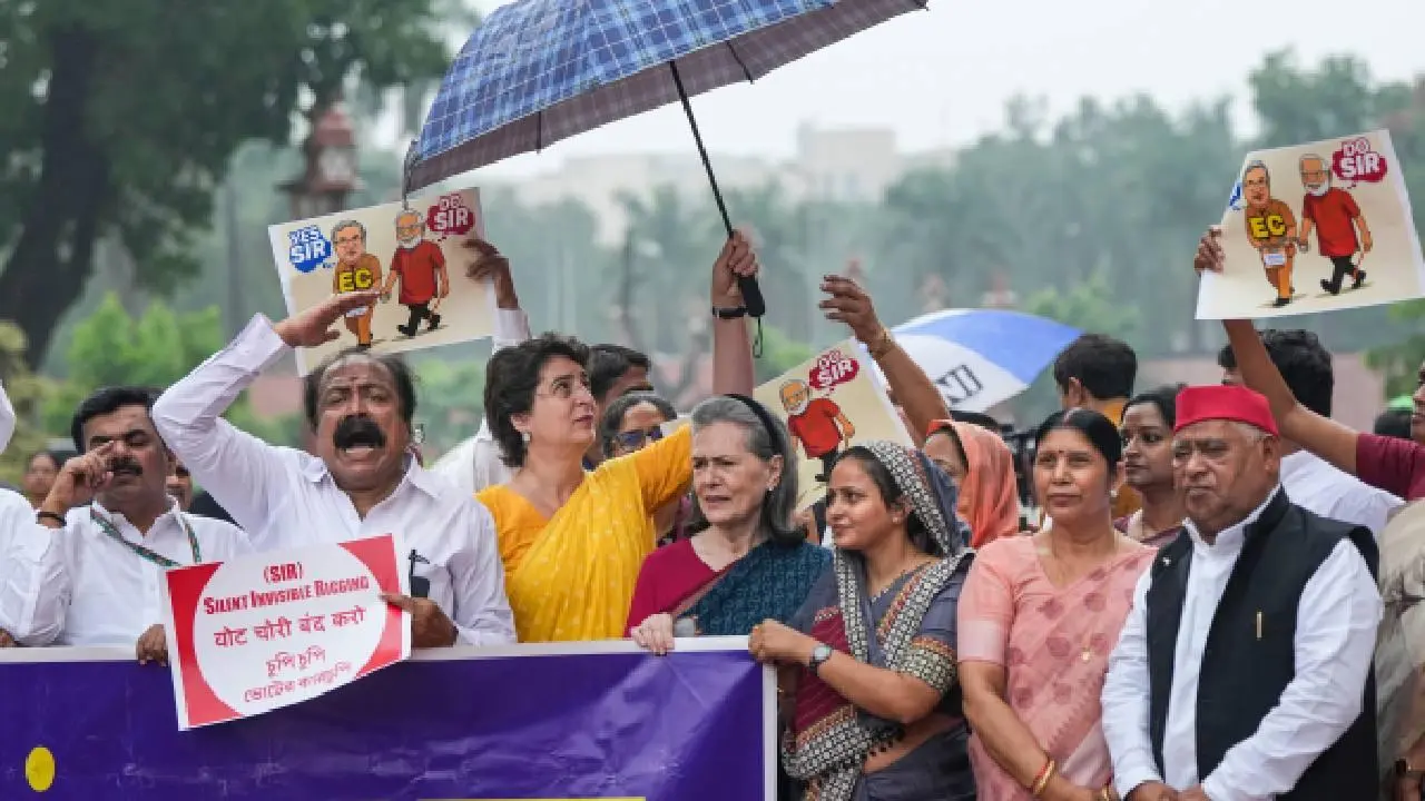 IN PHOTOS: Sonia Gandhi joins Opposition protest at Parliament’s Makar Dwar