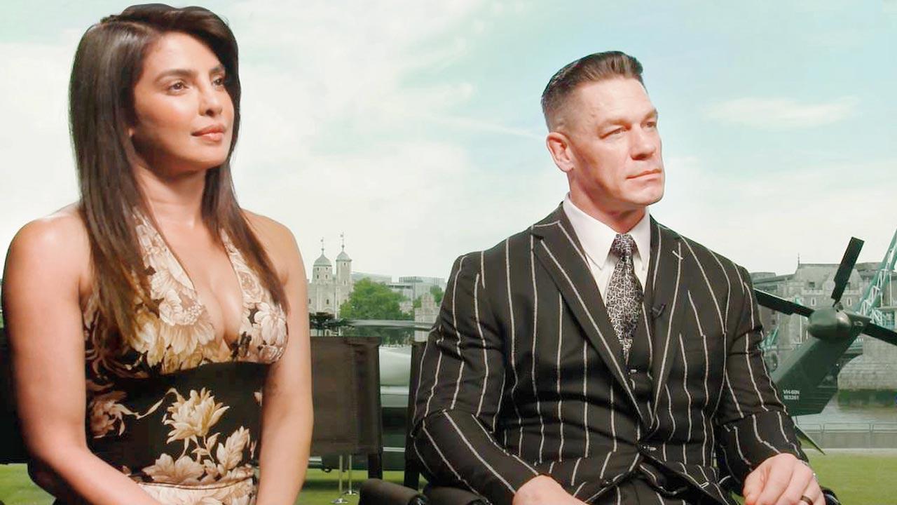 (From left) Priyanka Chopra and John Cena in conversation with mid-day, in London. Pics/AFP, Instagram