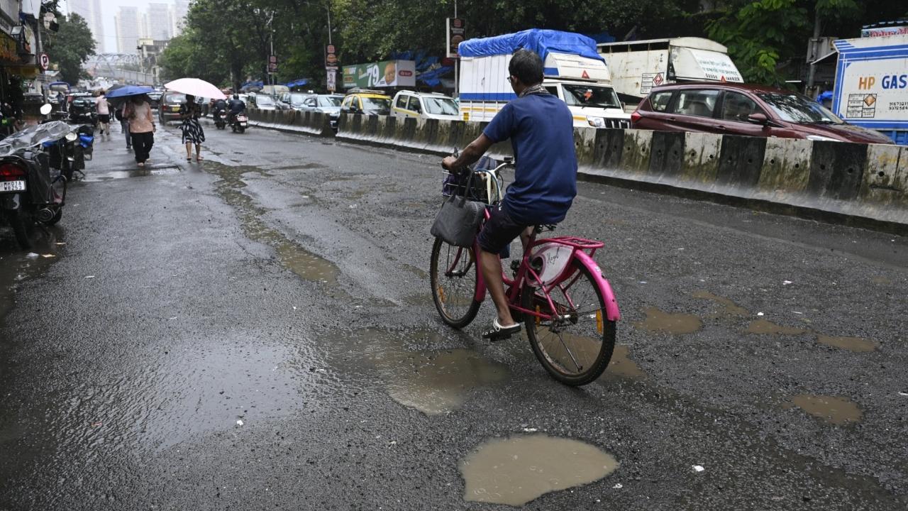Cars and two-wheelers were seen slowing down at potholes to minimise damage to their vehicle