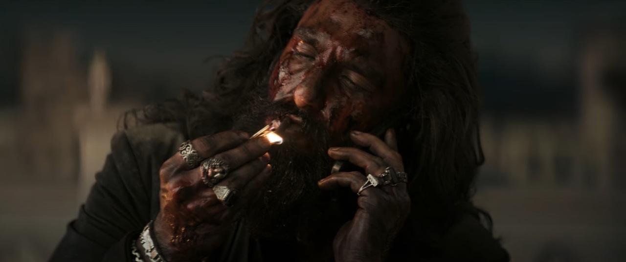 With long hair, messy beard and ripped muscles, Ranveer takes up screen space in all his glory in the first look video which is over 2 minutes