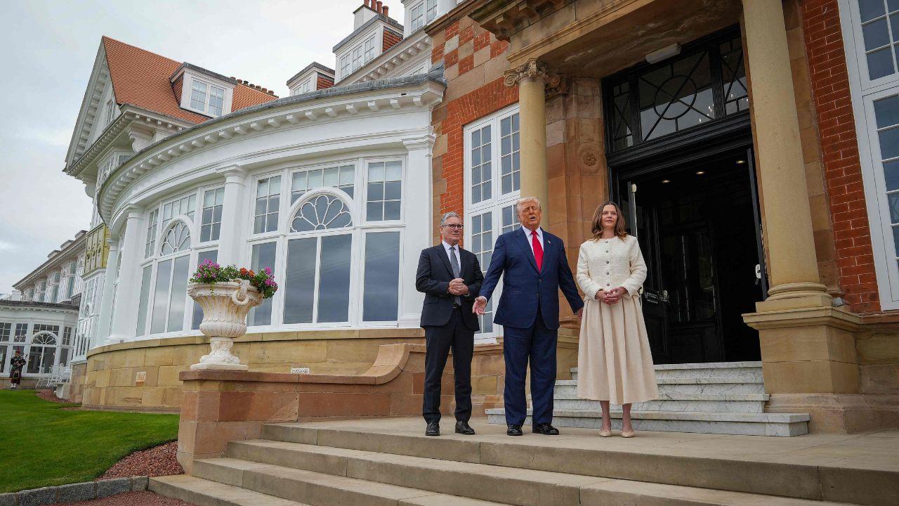 He invited Starmer, who famously doesn't golf, aboard Air Force One so the prime minister could get a private tour of his Aberdeen property before Tuesday's ceremonial opening