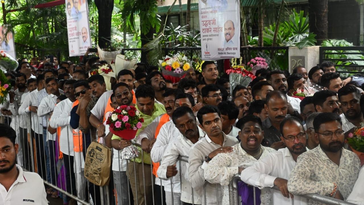Security was tightened in and around Matoshree due to the large gathering