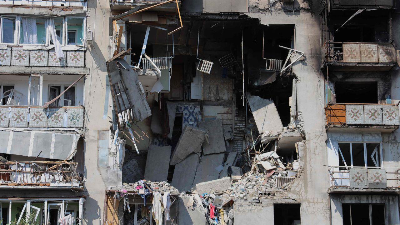 Damaged caused to a residential building following a drone attack in Odesa, amid the Russian invasion in Ukraine. PIC/ AFP