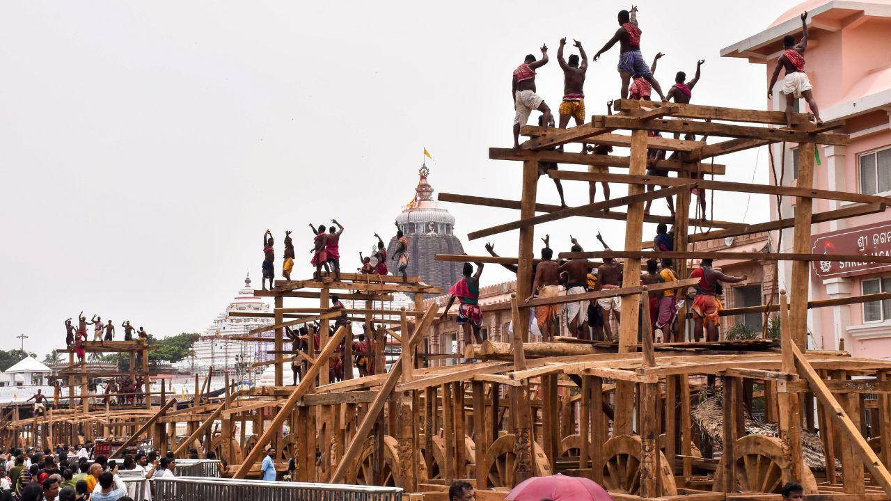 People in Puri have gathered to witness Lord Jagannath's ceremonial bathing rituals, held in an open pandal on the premises of the 12th-century temple.