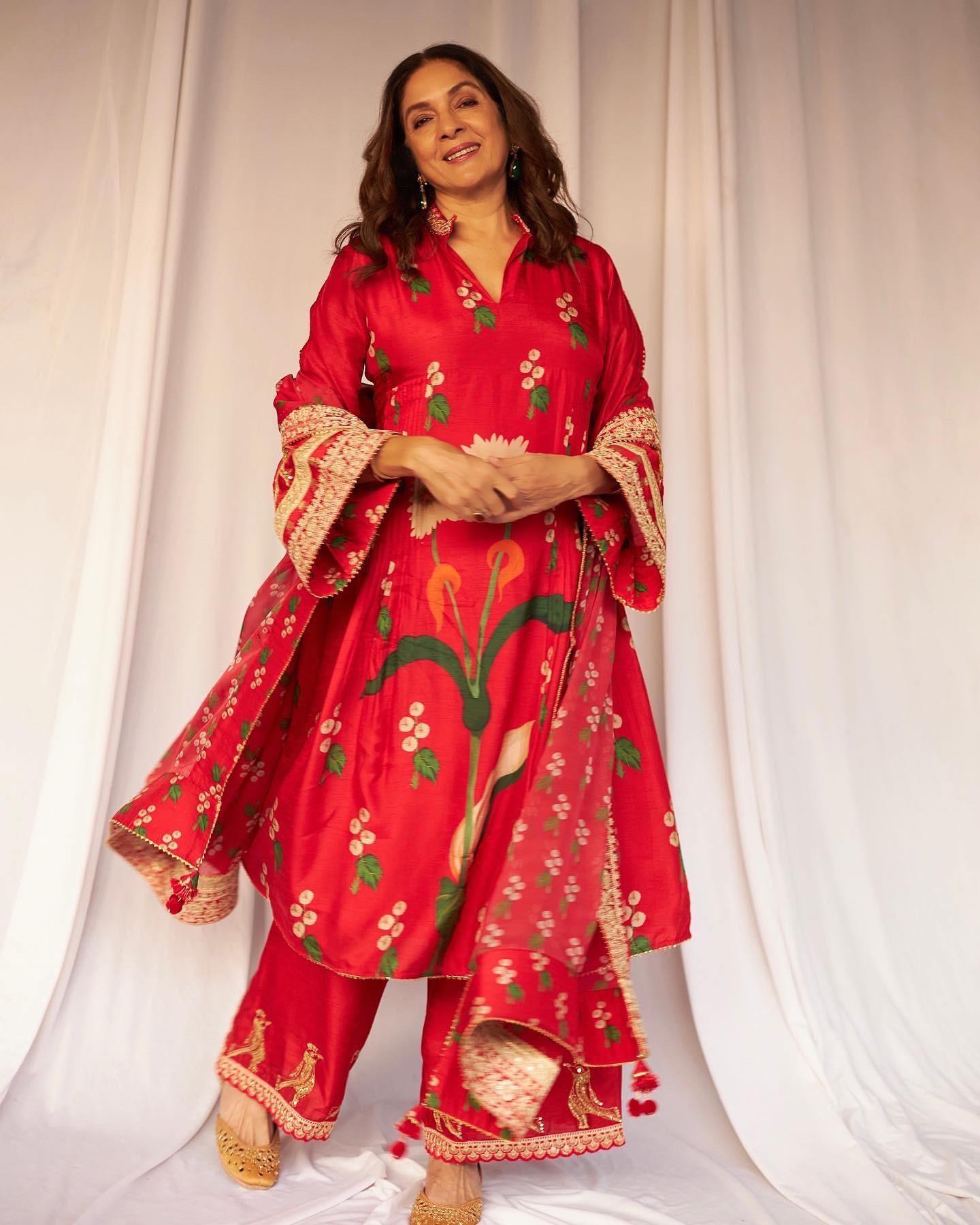 How beautiful is this red ethnic set and how beautifully Neena styles it, keeping it minimal yet chic.
