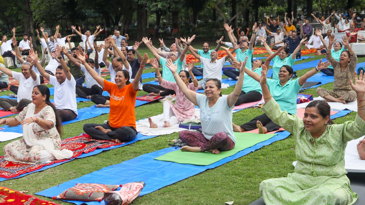 People perform yoga during an event ahead of International Yoga Day at Shalimar Bagh in New Delhi
This year, the theme for the observance is ‘Yoga for One Earth, One Health’, which focuses on the connection between personal wellness and planetary health