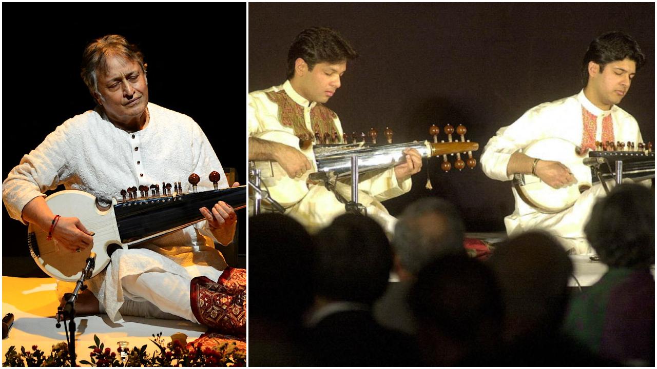 Ustad Amjad Ali Khan and Amaan, Ayaan Ali Bangash
Legendary sarod player Ustad Amjad Ali Khan’ sons – Amaan Ali Bangash and Ayaan Ali Bangash – have followed in their father’s footsteps, continuing his legacy while carving out their own unique musical identities (Pic: AFP)