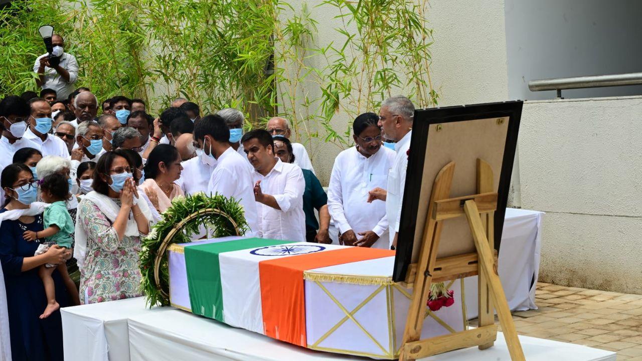 Union Home Minister Amit Shah and Jal Shakti Minister C R Paatil are expected to visit Rupani's home to pay homage to him