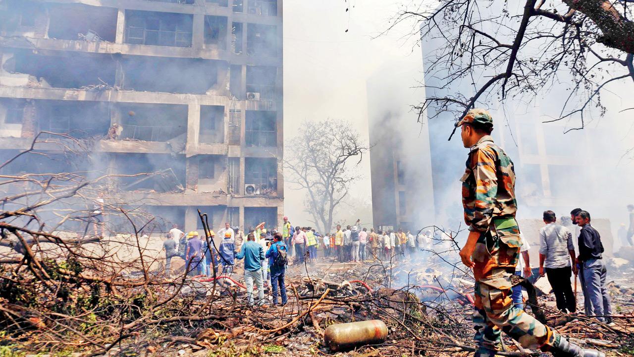 BJ Medical College campus was gutted after the crash. Pic/Deepak Ashar