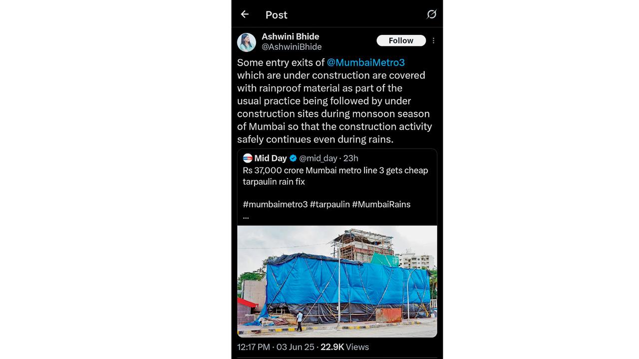 Bhide’s response to mid-day’s report on X