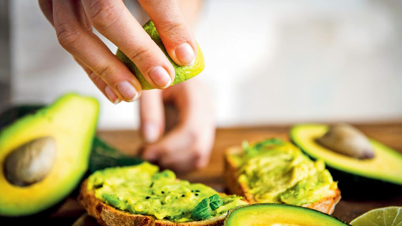 Millet-based bread and avocados is a healthy breakfast 