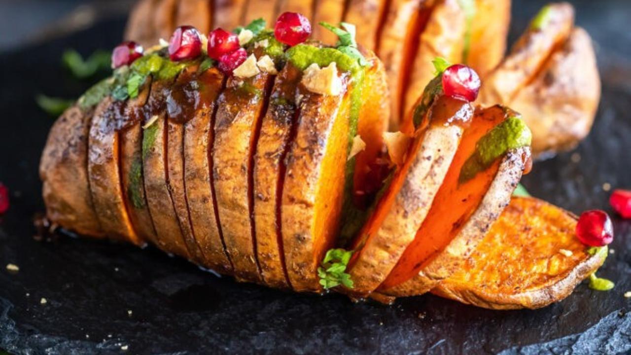 Baked Sweet Potato ChaatChef Arun Kala, who is the executive chef at Radisson Blu in Karjat says one of the best ways to celebrate potatoes is by using sweet potatoes to savour on a healthy snack called Baked Sweet Potato Chat. Using the other variety of potatoes, he says at the property near Mumbai, they serve it with a tang of chaat in Hasselback-style