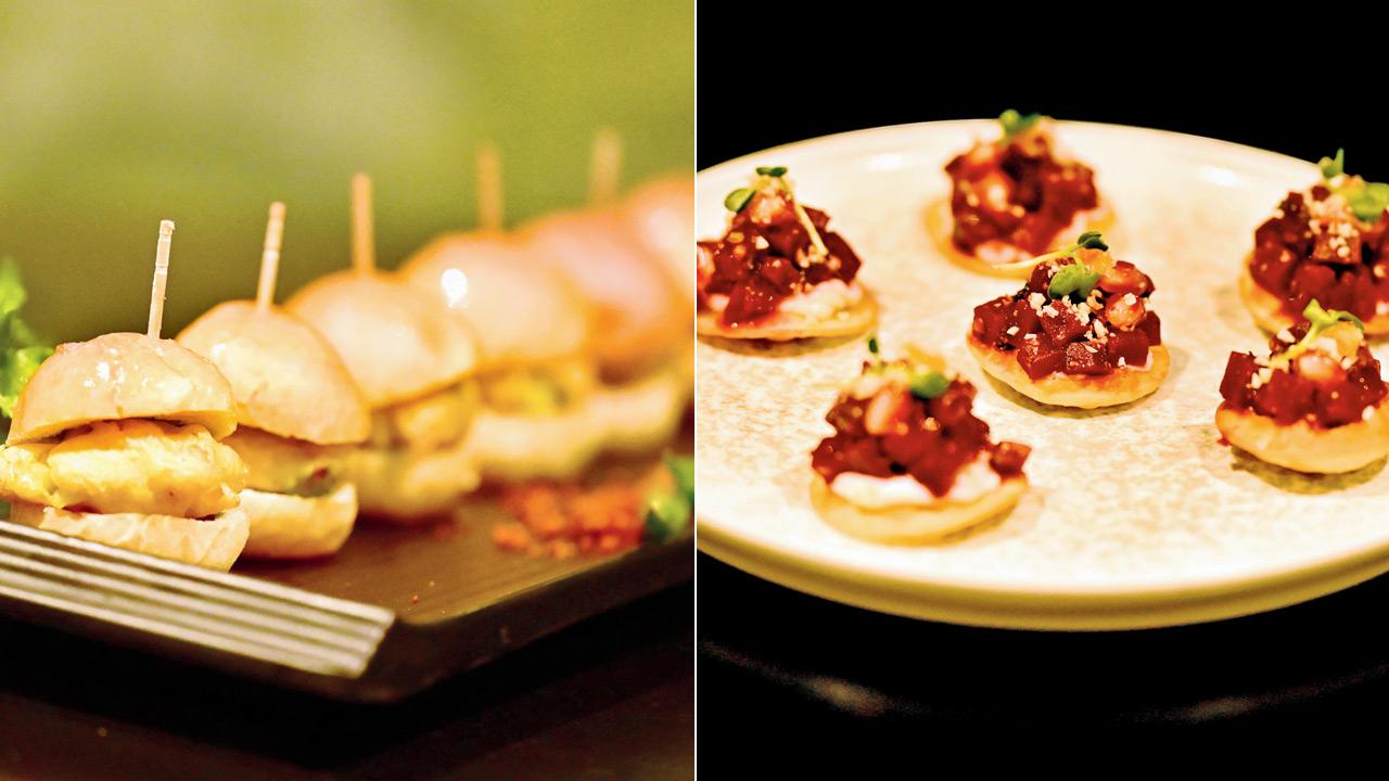 Vada pav sliders and Beetroot tostada
