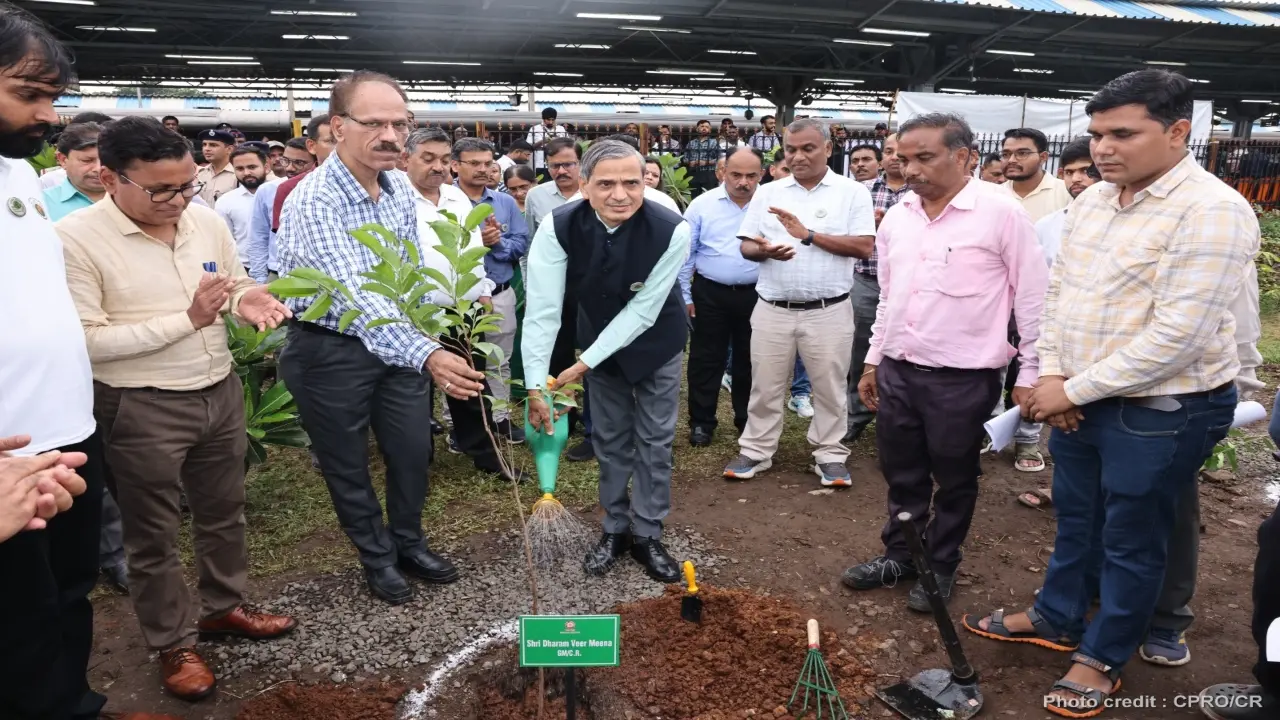 Central Railway undertook a tree plantation drive in line with its broader commitment to increasing green cover and reducing carbon emissions. 