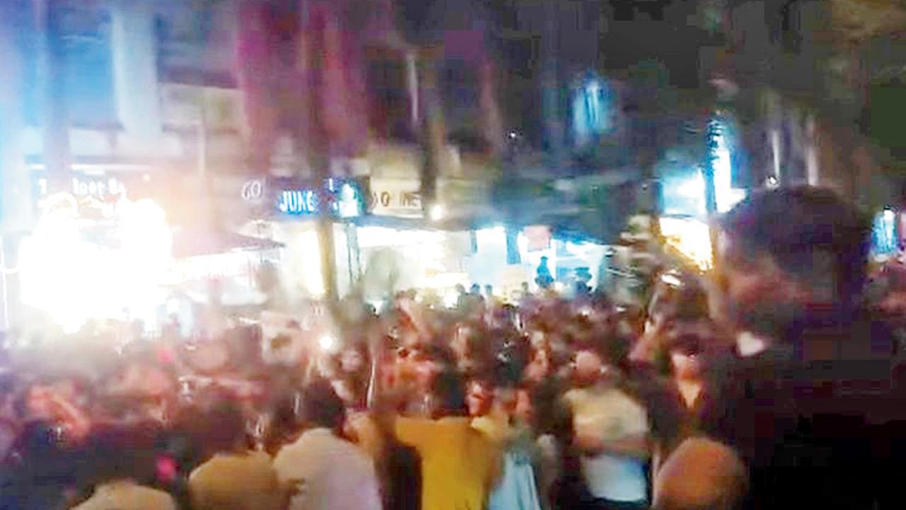 Fans celebrating RCB’s win in Kandivli late Tuesday night