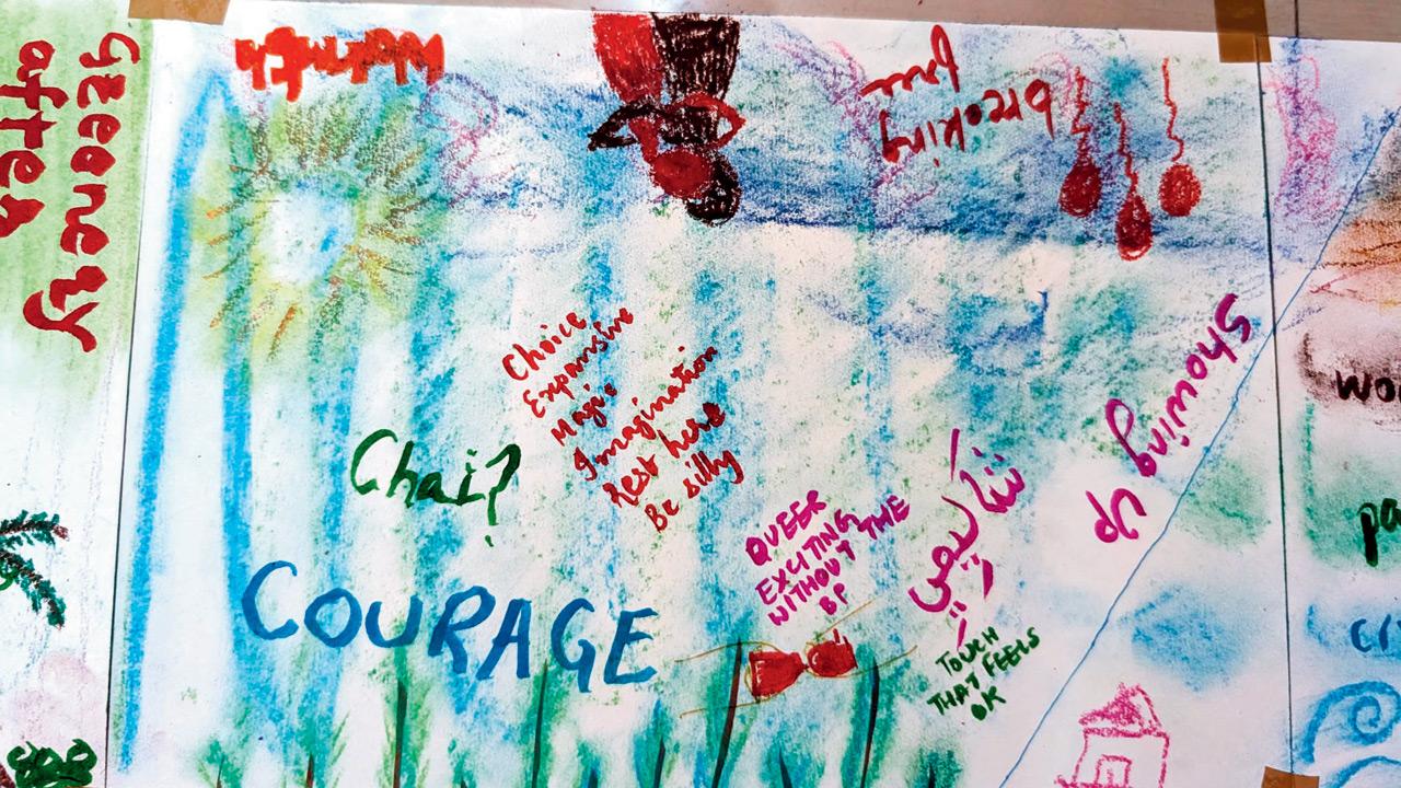 A section of the community artwork features personal notes
