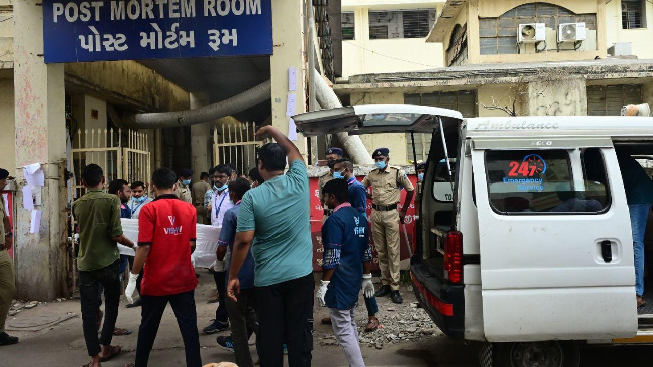 The post-mortem examination of the bodies was also conducted at the Civil Hospital in Ahmedabad 