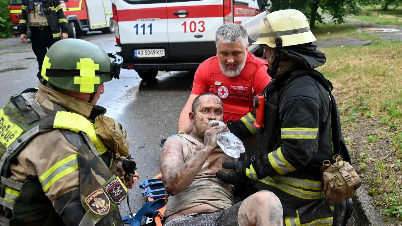 PHOTOS: At least 3 killed as Russian missiles, drones strike Kharkiv in Ukraine