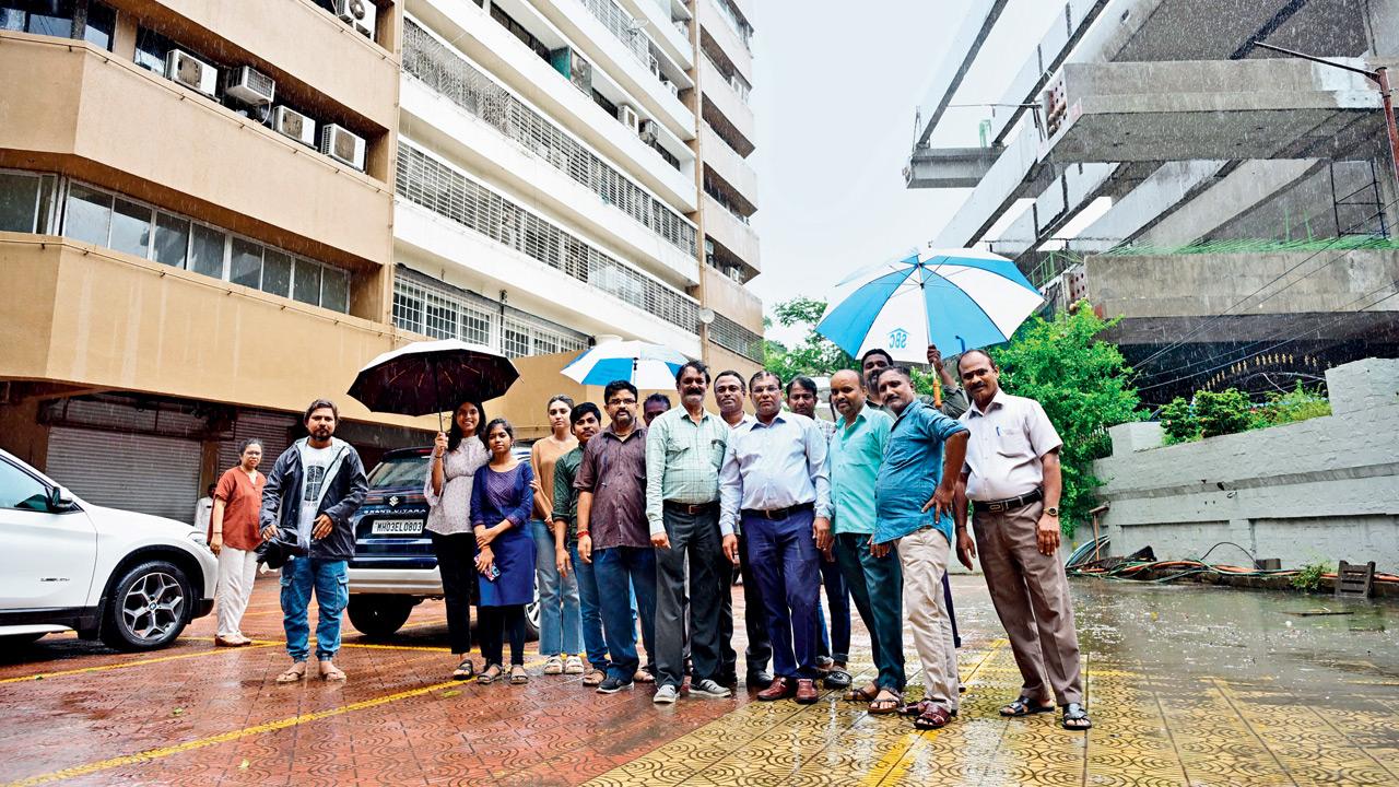 Employees of firms located at Swastik Chambers on the premises of the corporate complex