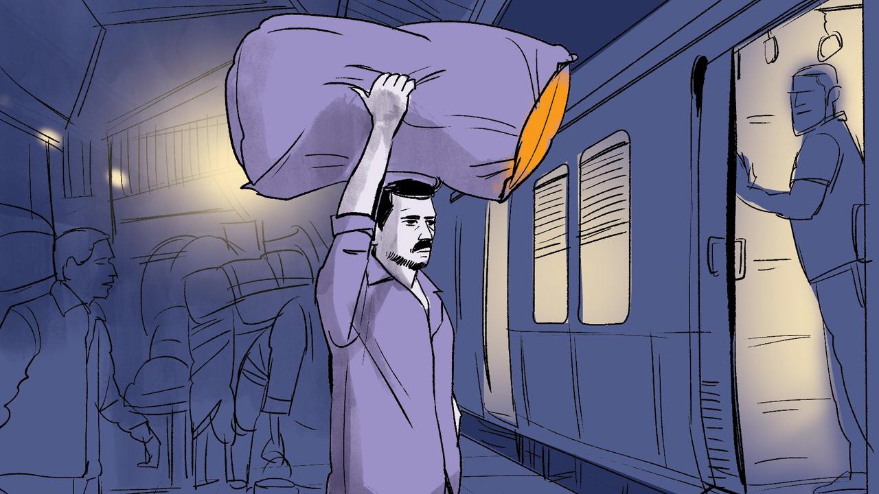 Every morning for 40 years, Ramesh left Virar before sunrise, sacks of flowers in hand and one dream in heart. Illustrations/Uday Mohite