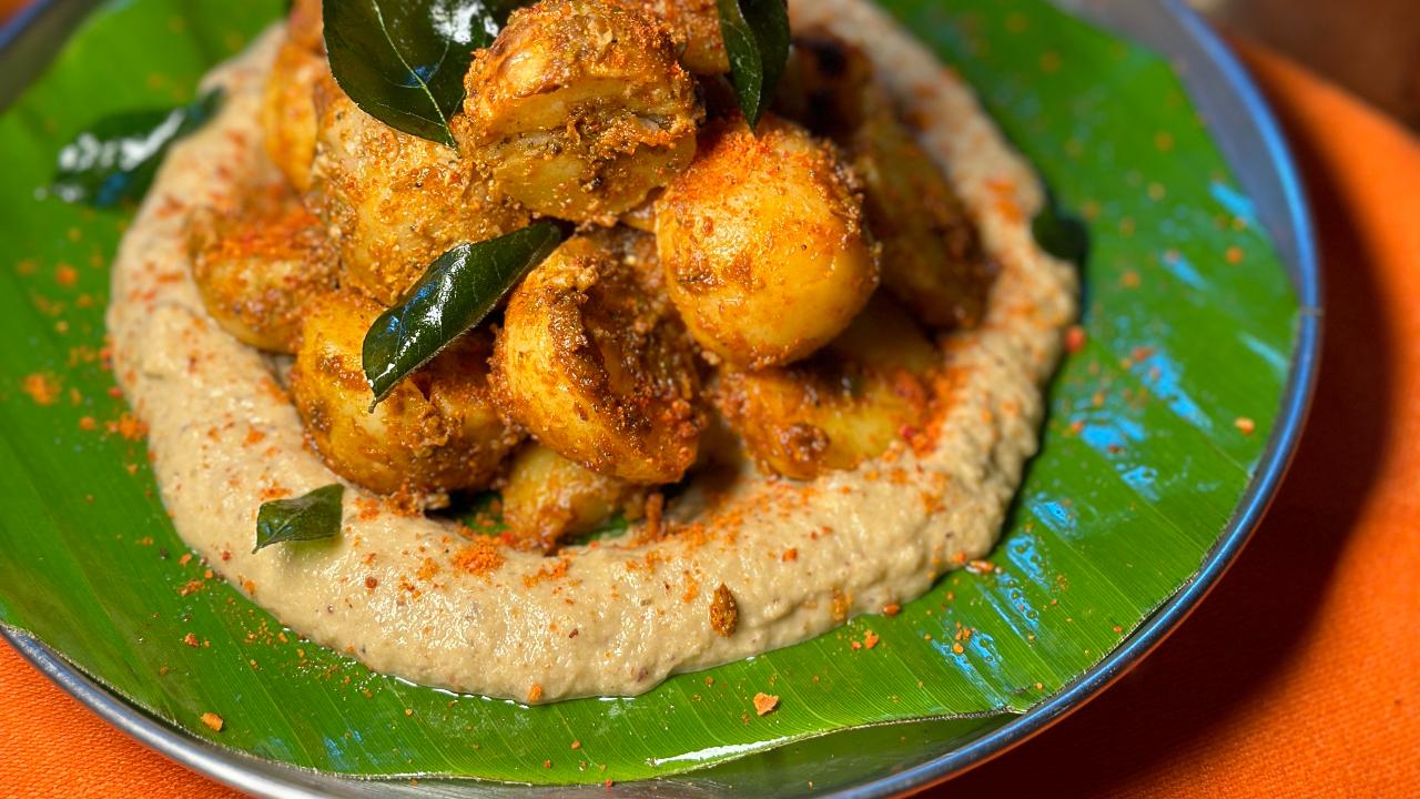 Gunpowder Baby Potato At Via Bombay, Sainath Kodi, who is the hotel manager says the Gunpowder Baby Potato is absolutely delicious and one that you can definitely experiment with. He shares, 