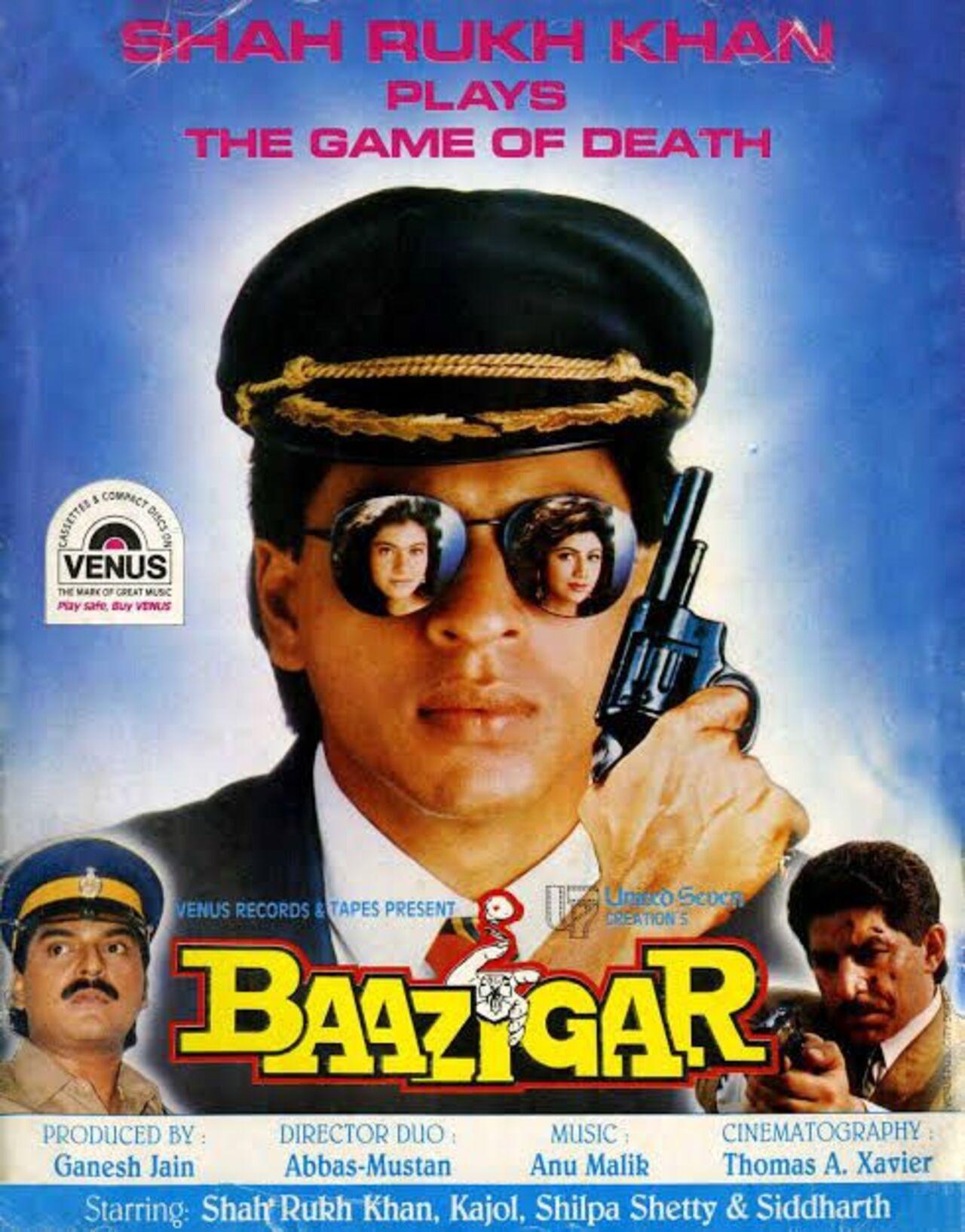 Baazigar (1993)
Playing an anti-hero in a Bollywood landscape filled with noble leads was a risk, one that paid off. His layered performance proved he was more than just a romantic face